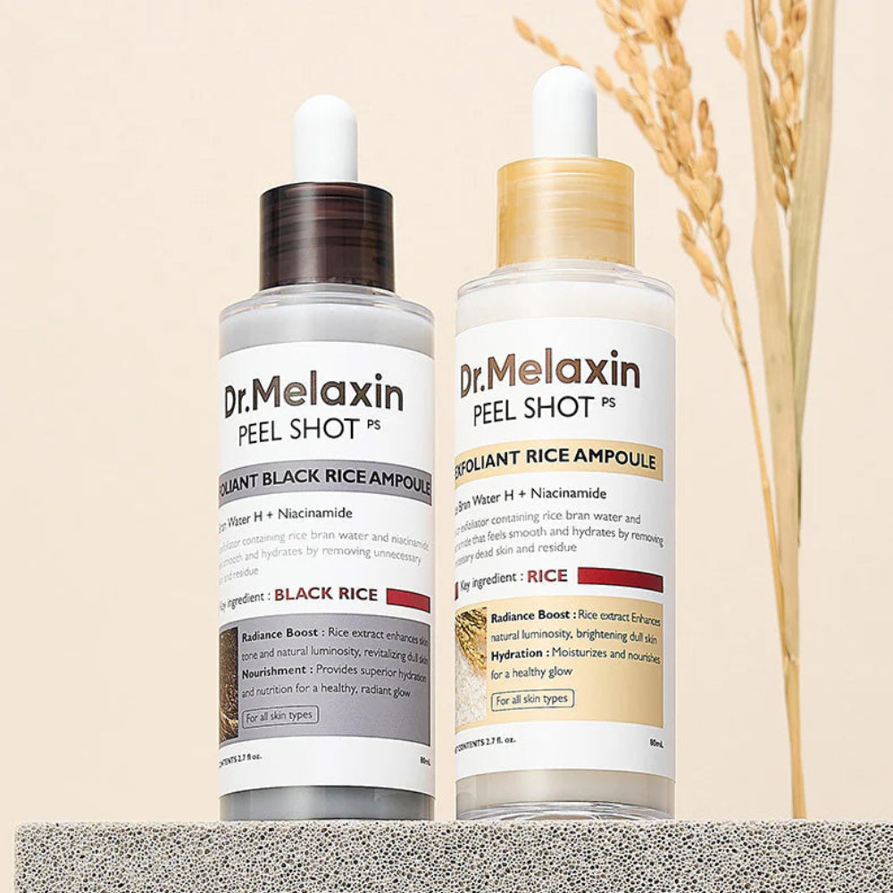 Dúo Peel Shot Dr. Melaxin – Arroz Negro + Arroz Blanco